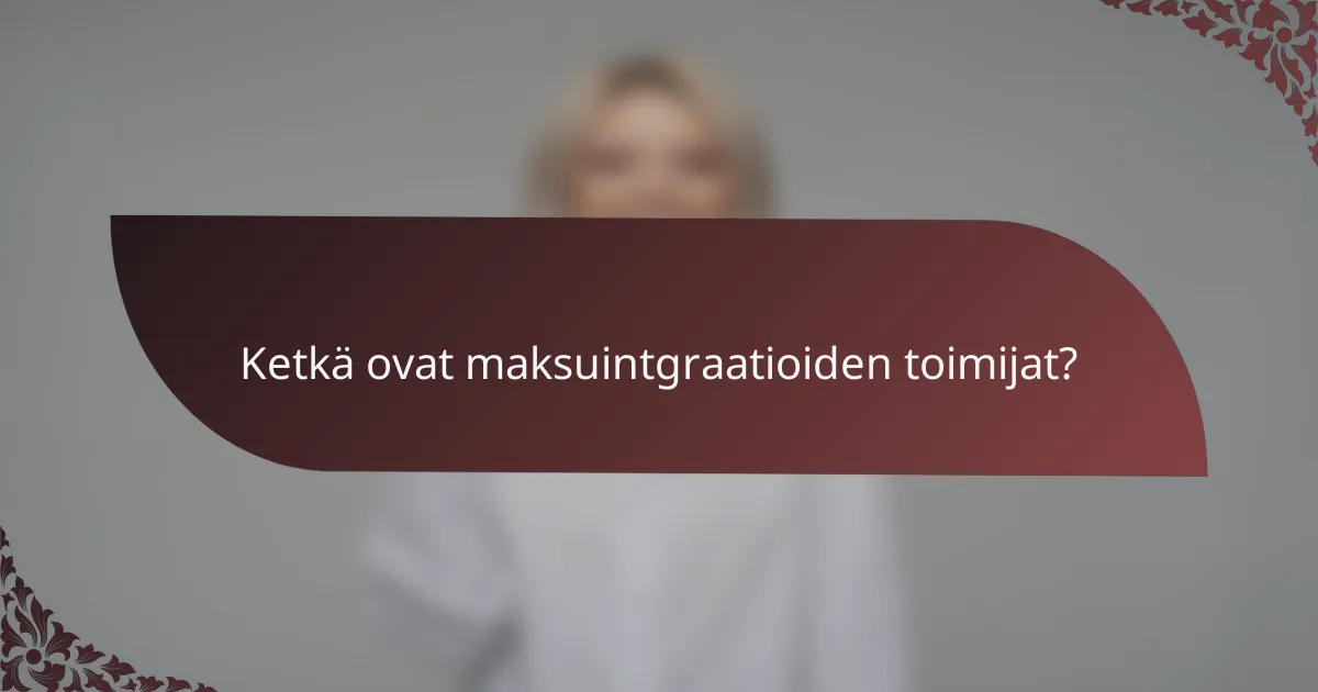 Ketkä ovat maksuintgraatioiden toimijat?