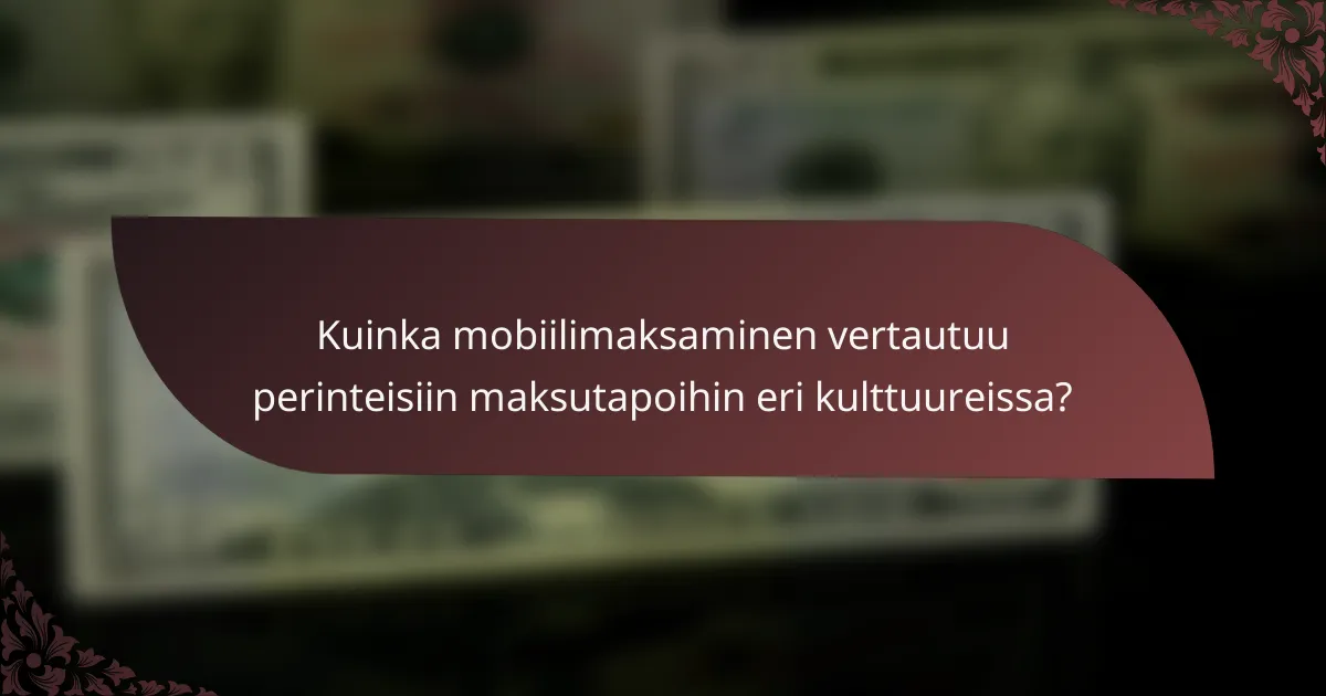 Kuinka mobiilimaksaminen vertautuu perinteisiin maksutapoihin eri kulttuureissa?
