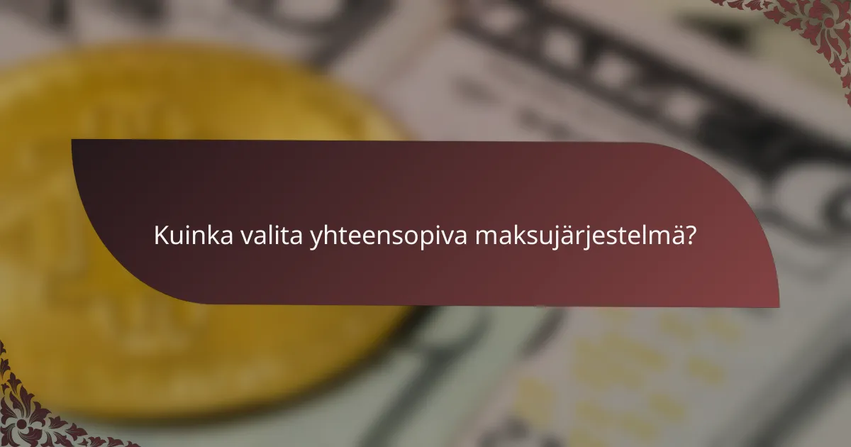 Kuinka valita yhteensopiva maksujärjestelmä?