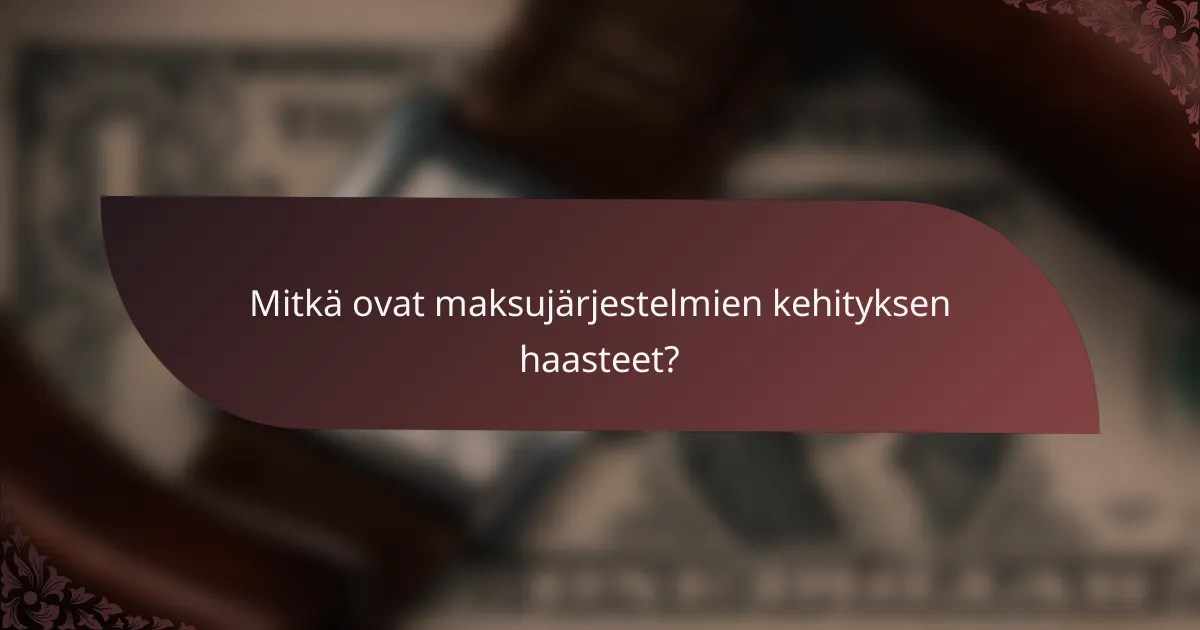 Mitkä ovat maksujärjestelmien kehityksen haasteet?