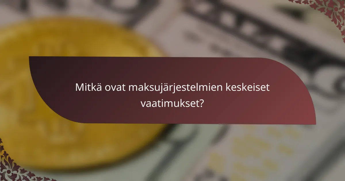 Mitkä ovat maksujärjestelmien keskeiset vaatimukset?