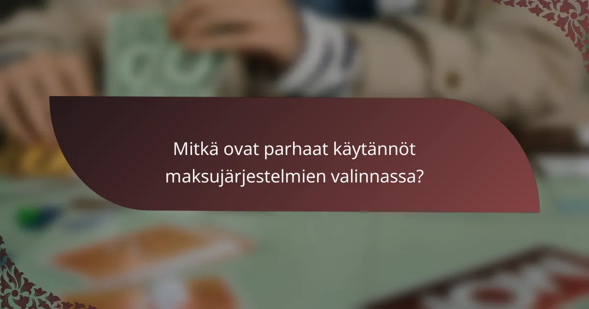 Mitkä ovat parhaat käytännöt maksujärjestelmien valinnassa?